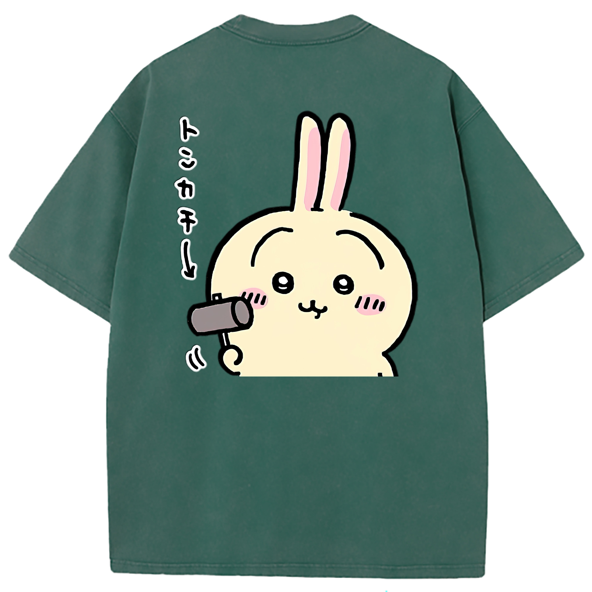 （画像用） ちいかわ うさぎ Chii-kawa usagi 綿100% ヴィンテージ風 半袖Tシャツ（背面プリント）